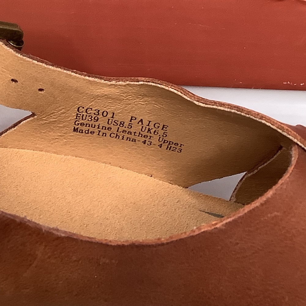 AETREX Sofie Cognac Leather Platform Sandals Jute Trim Arch Support Memo… - Picture 7 of 16